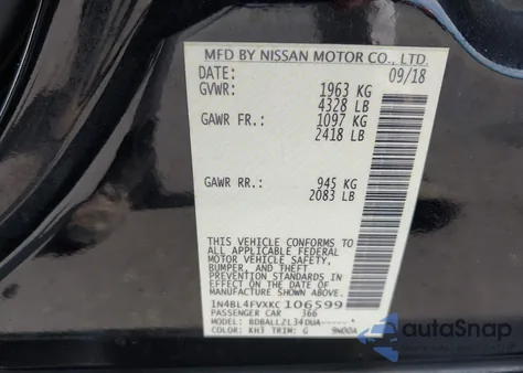 2019 Nissan Altima 2.5 Platinum from USA, damaged, VIN 1N4BL4FVXKC106599